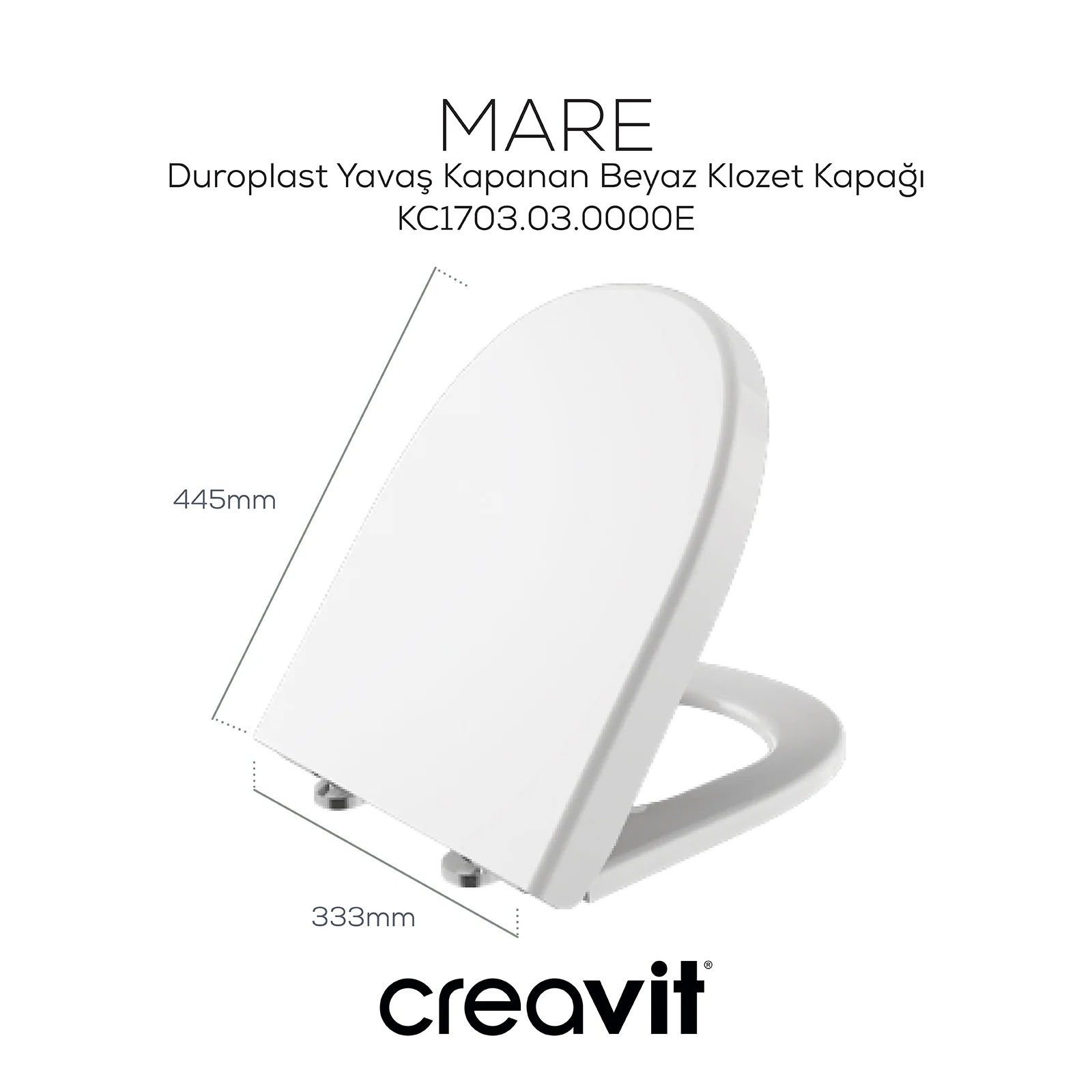 Creavit Mare Duroplast Yavaş Kapanan Klozet Kapağı