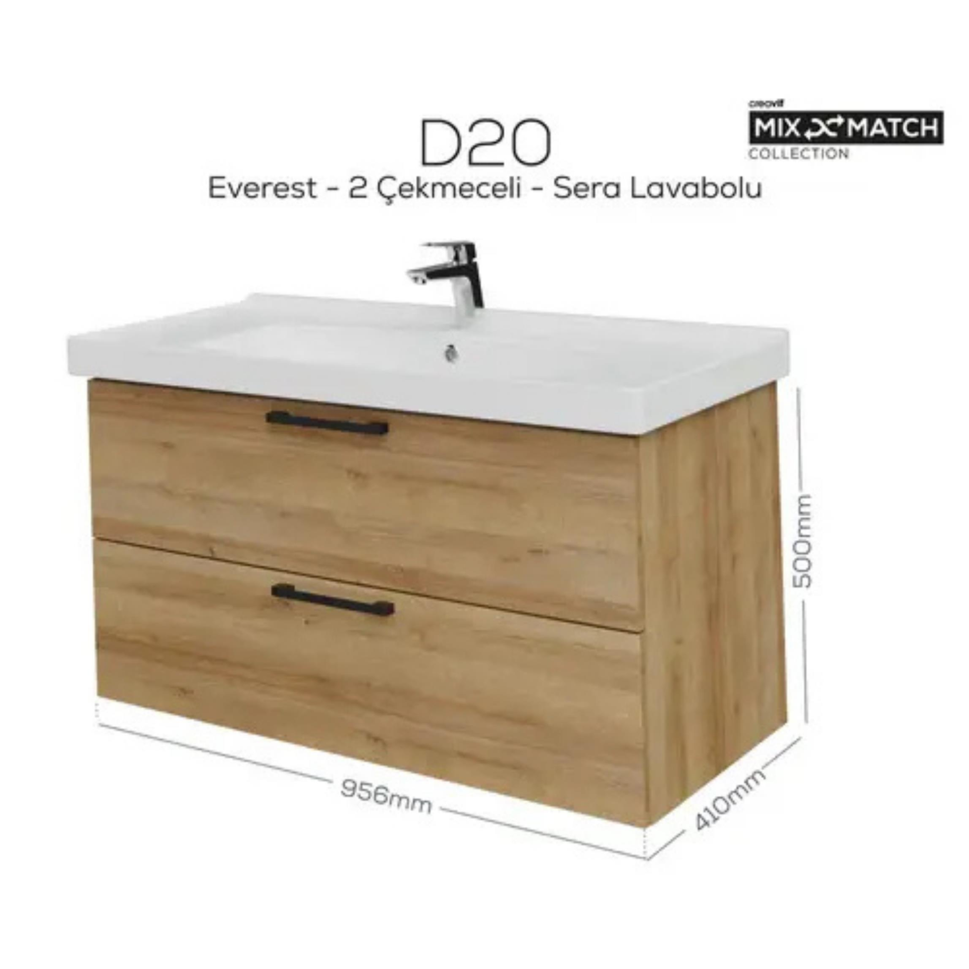 Creavit D20 2 Çekmeceli Lavabo Dolabı Everest