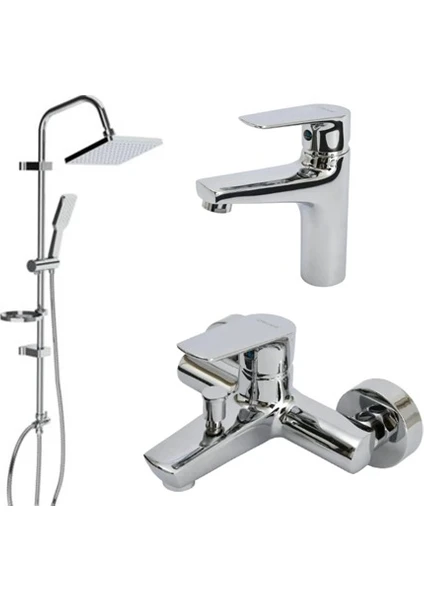 Creavit Liva Batarya Seti ve Banyo Duş Seti (Kare)