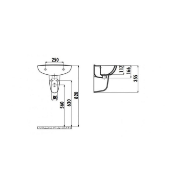 Creavit Sedef Lavabo Kısa Yarım Ayak Beyaz - SD270-00CB00E-0000