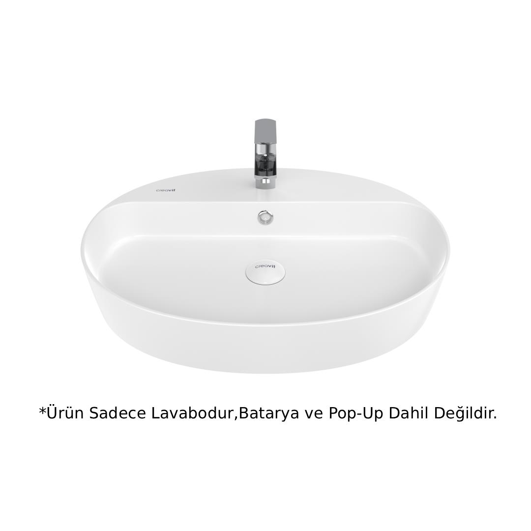 Creavit LP161 LOOP Masa Üstü Oval İnce Lavabo Beyaz 60cm