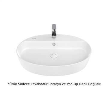 Creavit LP161 LOOP Masa Üstü Oval İnce Lavabo Beyaz 60cm