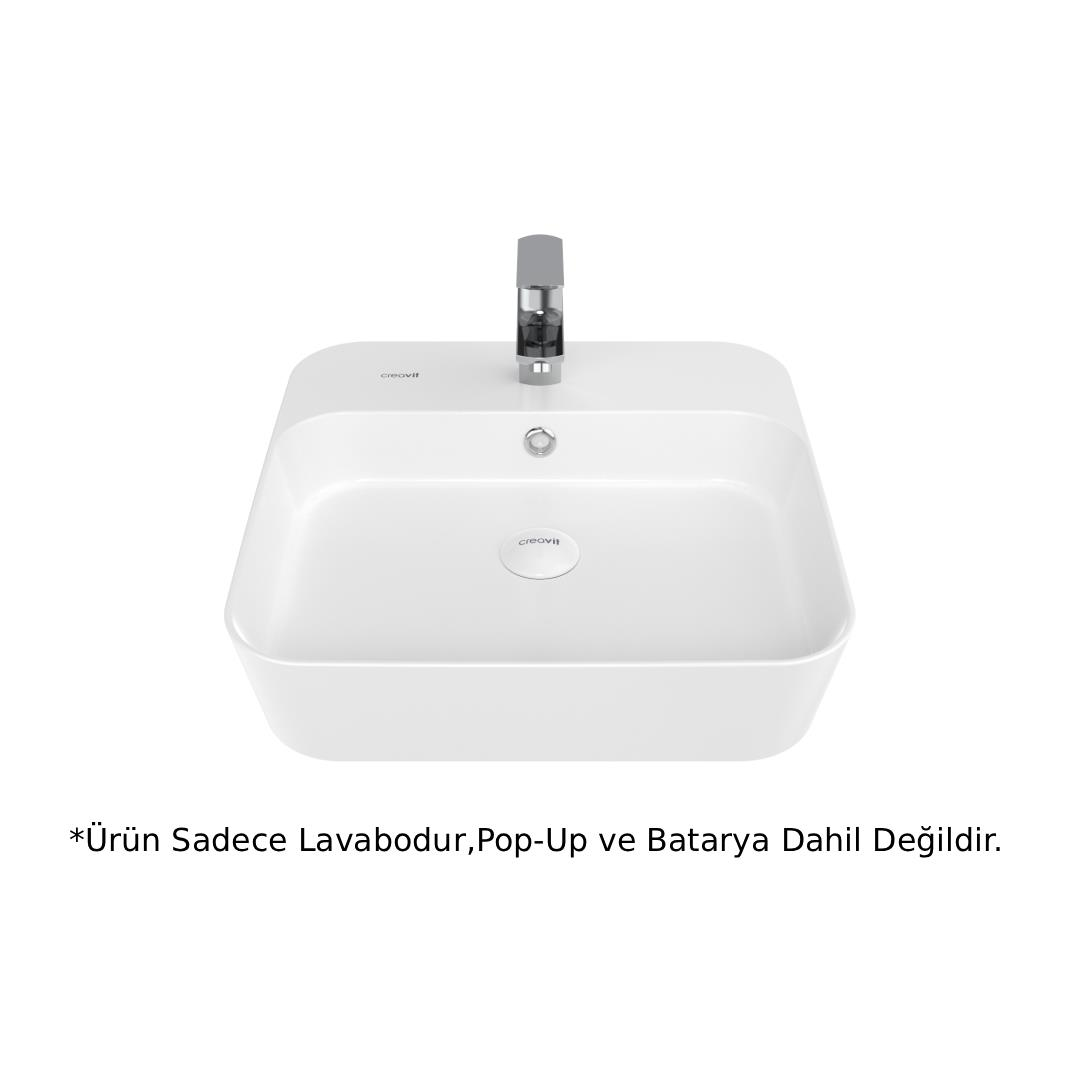 Creavit LP040 LOOP Masa Üstü İnce Lavabo Beyaz 45cm