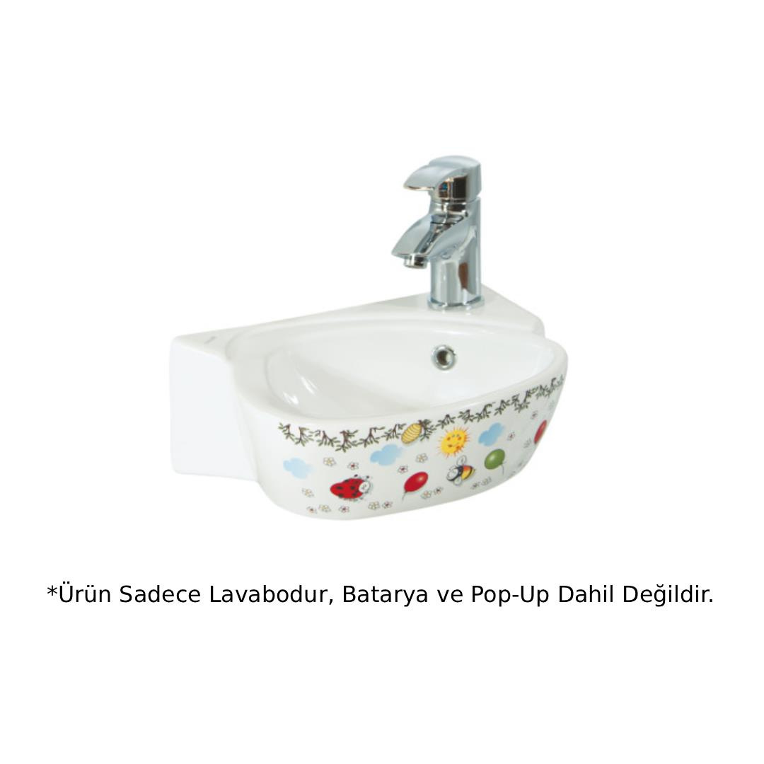 Creavit CK035 Dekorlu Çocuk Lavabo Beyaz 38cm