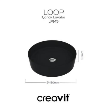 Creavit Loop Yuvarlak Çanak Lavabo Mat Siyah 45 Cm