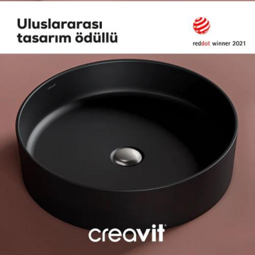 Creavit Loop Yuvarlak Çanak Lavabo Mat Siyah 45 Cm