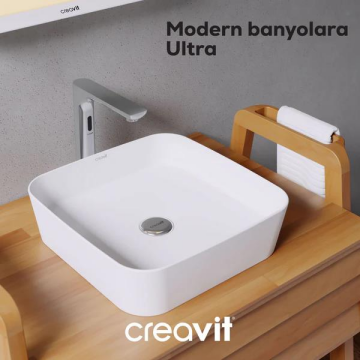 Creavit UL040 Ultra Kare Çanak Lavabo 40cm Beyaz Mat