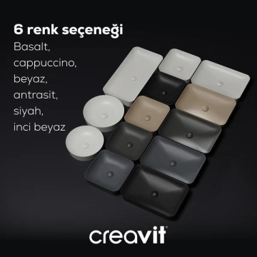 Creavit Ultra Kare Çanak Lavabo 40cm Beyaz Mat
