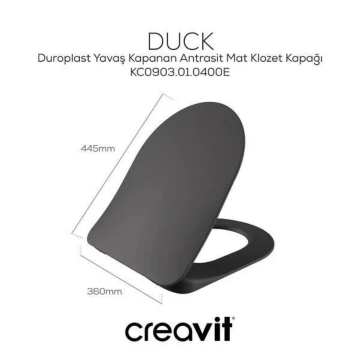 Creavit Duck Duroplast Yavaş Kapanan Klozet Kapağ - Anstrasit Mat