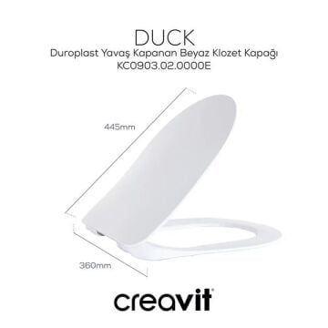 Creavit Duck Duroplast Yavaş Kapanan Klozet Kapağı Beyaz Mat