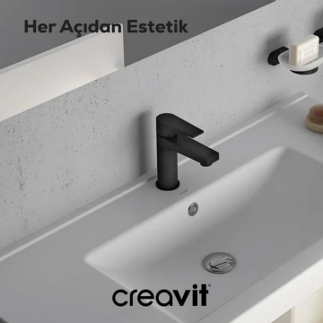 Creavit SR1500S Sharp Lavabo Bataryası - Siyah