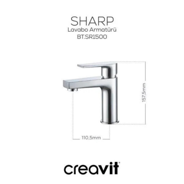 Creavit SR1500 Sharp Lavabo Bataryası - Krom
