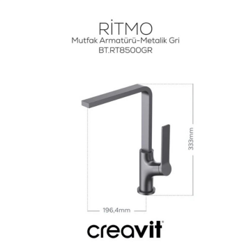 Creavit RT8500GR Ondeo Mutfak Bataryası - Metalik Gri