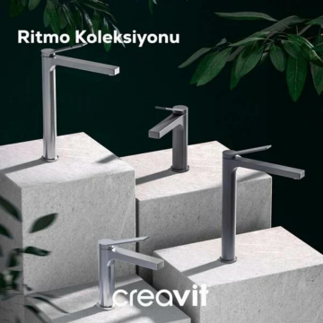 Creavit RT6500GR Ritmo Uzun Lavabo Bataryası - Metalik Gri