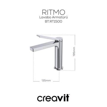 Creavit RT1500 Ritmo Lavabo Bataryası - Krom