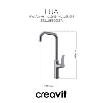 Creavit LU8500GR Lua Mutfak Bataryası - Metalik Gri