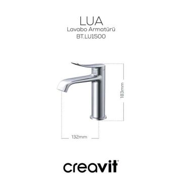 Creavit LU1500GR Lua Lavabo Bataryası - Metalik Gri