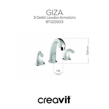 Creavit GZ1503 Giza 3 Delikli Lavabo Bataryası