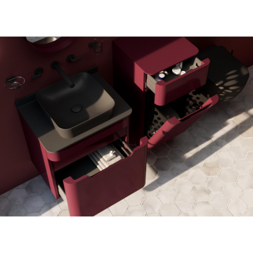 Creavit Colorit Lavabo Dolabı 60cm Berry Tek Çekmeceli