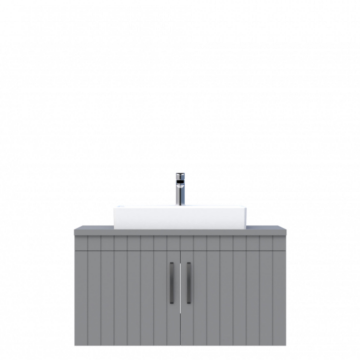 D10 Next Lavabo Dolabı Tezgah Üstü Kapaklı 100 cm Gri Lake