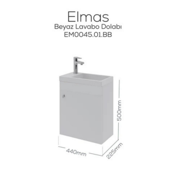 Elmas Lavabo Dolabı 45 cm Beyaz
