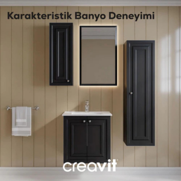 Creavit Kayra Lavabo Dolabı Kapaklı Mat Antrasit