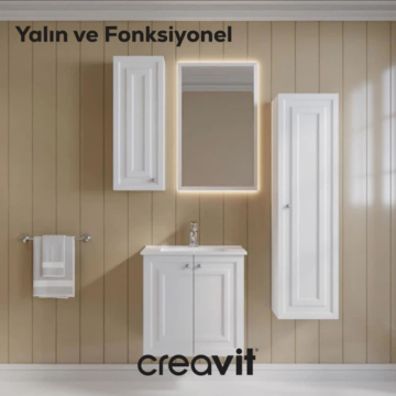 Kayra Lavabo Dolabı Kapaklı Mat Beyaz