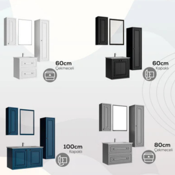 Kayra Lavabo Dolabı Kapaklı Mat Beyaz