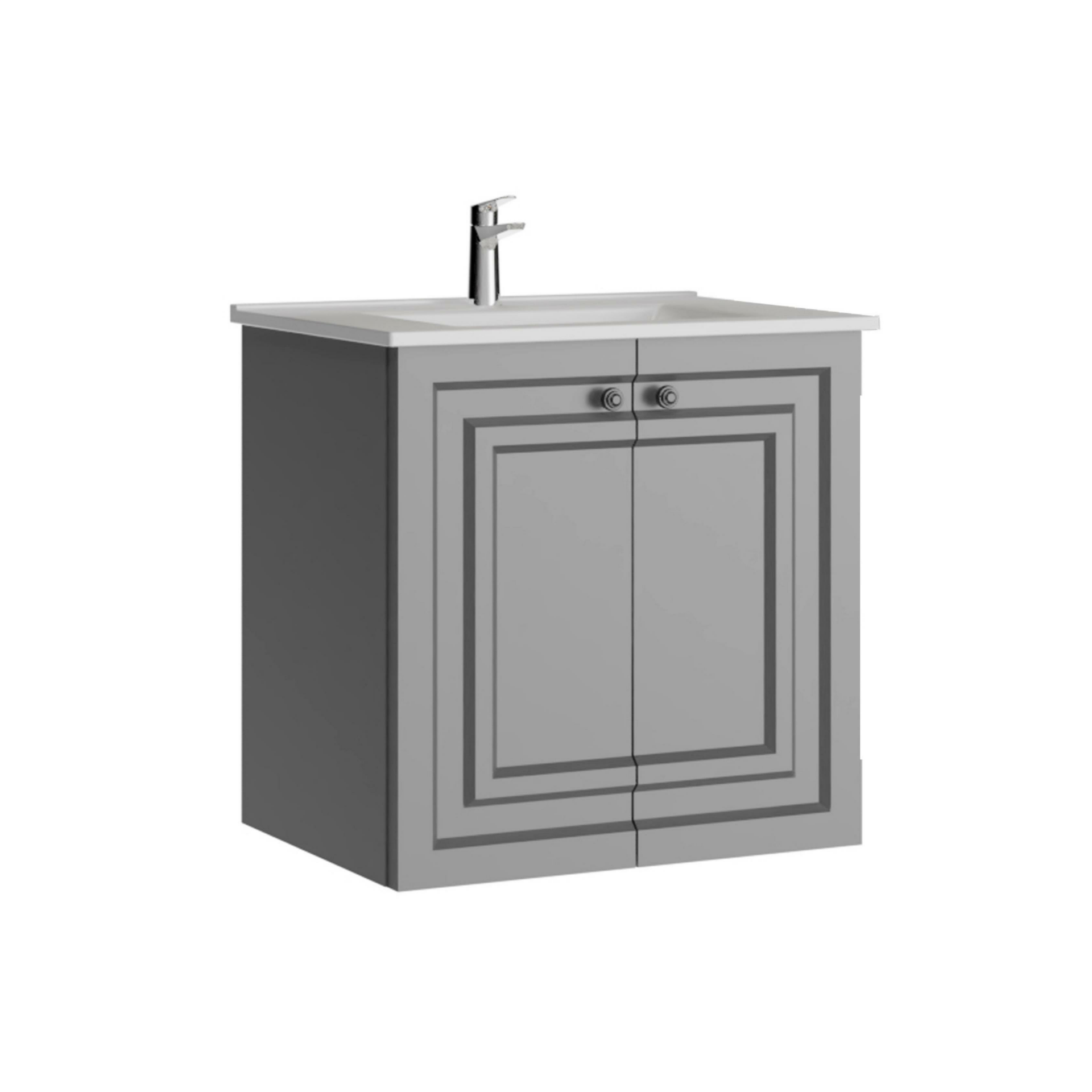 Creavit Kayra Lavabo Dolabı Kapaklı Mat Gri