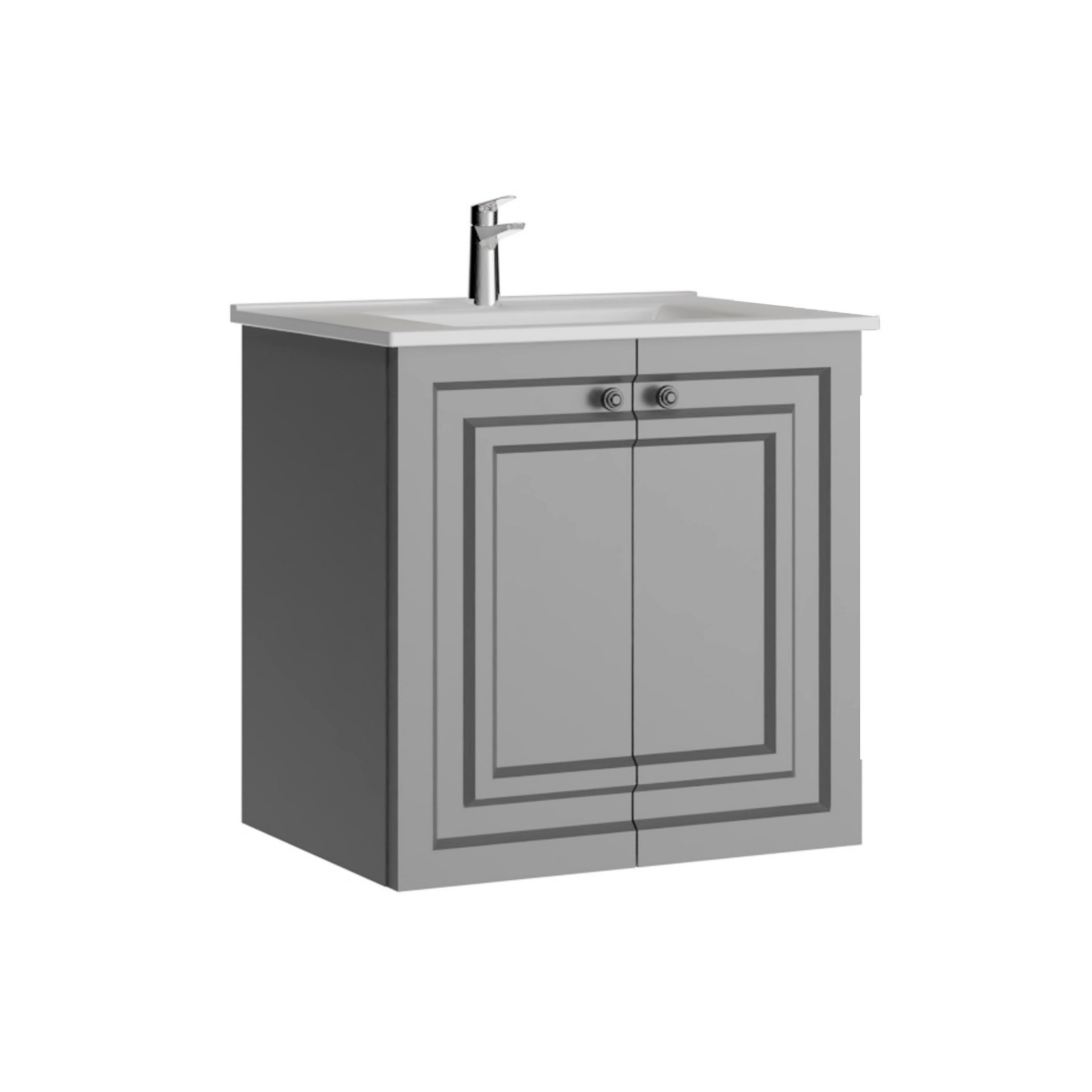 Creavit Kayra Lavabo Dolabı Kapaklı Mat Gri