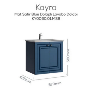 Creavit Kayra Lavabo Dolabı Kapaklı Mat Safire Blue
