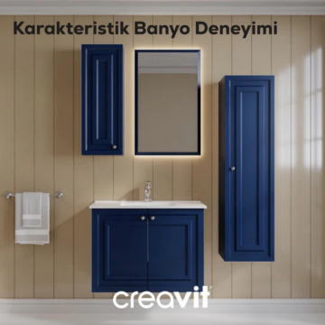 Creavit Kayra Lavabo Dolabı Kapaklı Mat Safire Blue