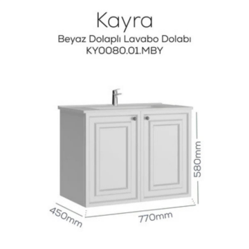 Creavit Kayra Lavabo Dolabı Kapaklı Mat Beyaz