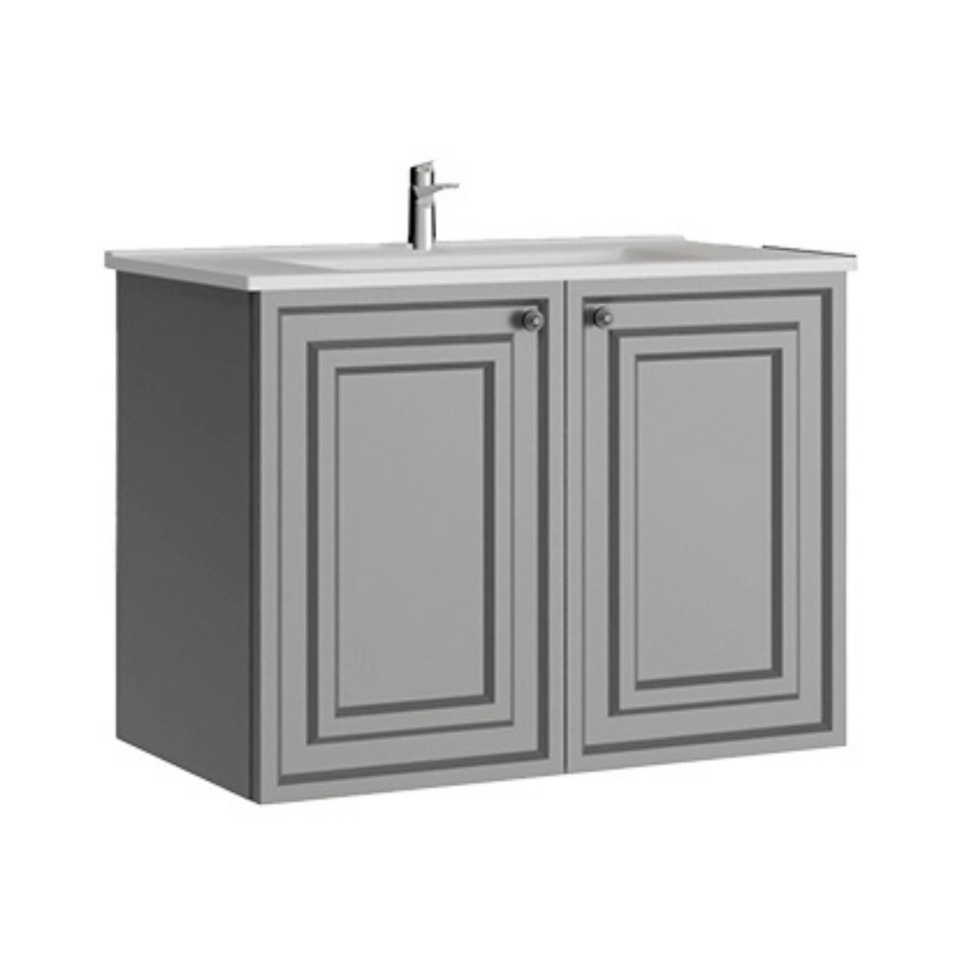 Creavit Kayra Lavabo Dolabı Kapaklı Mat Gri