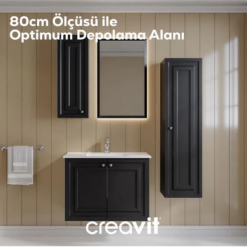 Creavit Kayra Lavabo Dolabı Kapaklı Mat Antrasit
