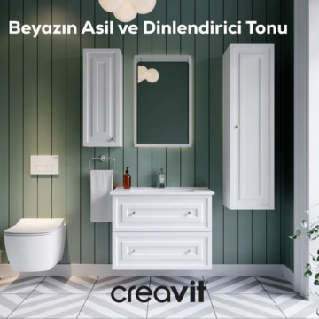 Creavit Kayra Lavabo Dolabı Çekmeceli Mat Beyaz