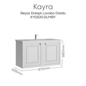 Creavit Kayra Lavabo Dolabı Kapaklı Mat Beyaz