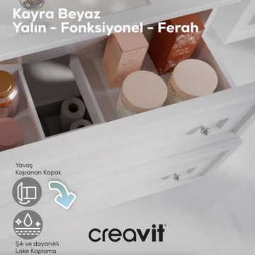 Creavit Kayra Lavabo Dolabı Çekmeceli Mat Beyaz