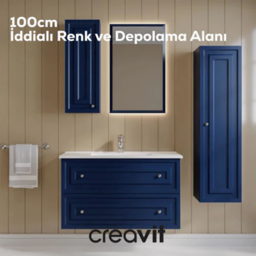 Creavit Kayra Lavabo Dolabı Çekmeceli Mat Safire Blue