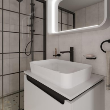 Creavit Pion Plus Lavabo Dolabı Mat Beyaz - Antrasit