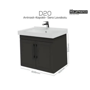 Creavit D20 Kapaklı Lavabo Dolabı Antrasit