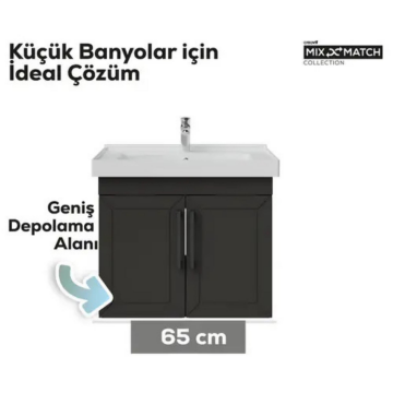Creavit D20 Kapaklı Lavabo Dolabı Antrasit