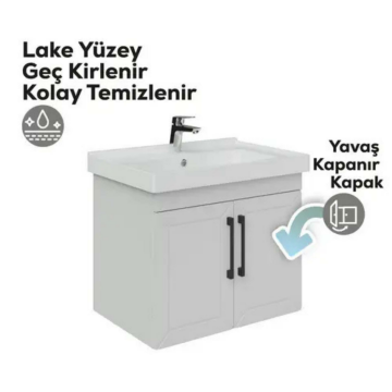 Creavit D20 Kapaklı Lavabo Dolabı Beyaz
