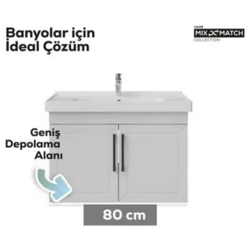 Creavit D20 Kapaklı Lavabo Dolabı Beyaz
