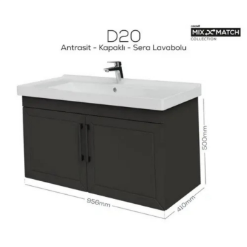 Creavit D20 Kapaklı Lavabo Dolabı Antrasit
