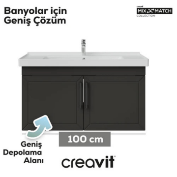 Creavit D20 Kapaklı Lavabo Dolabı Antrasit