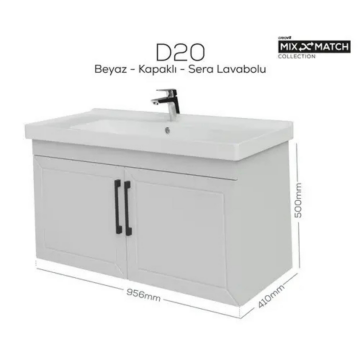 Creavit D20 Kapaklı Lavabo Dolabı Beyaz