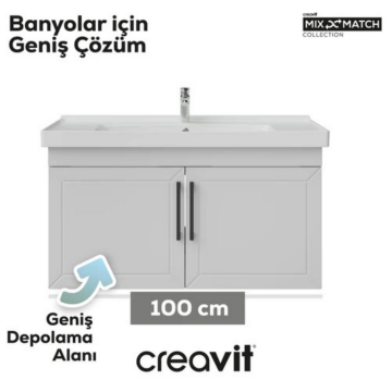 Creavit D20 Kapaklı Lavabo Dolabı Beyaz