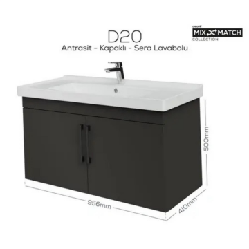 Creavit D20 Kapaklı Lavabo Dolabı Antrasit