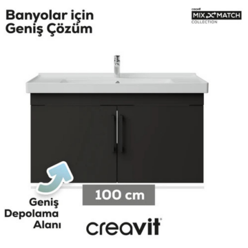 Creavit D20 Kapaklı Lavabo Dolabı Antrasit